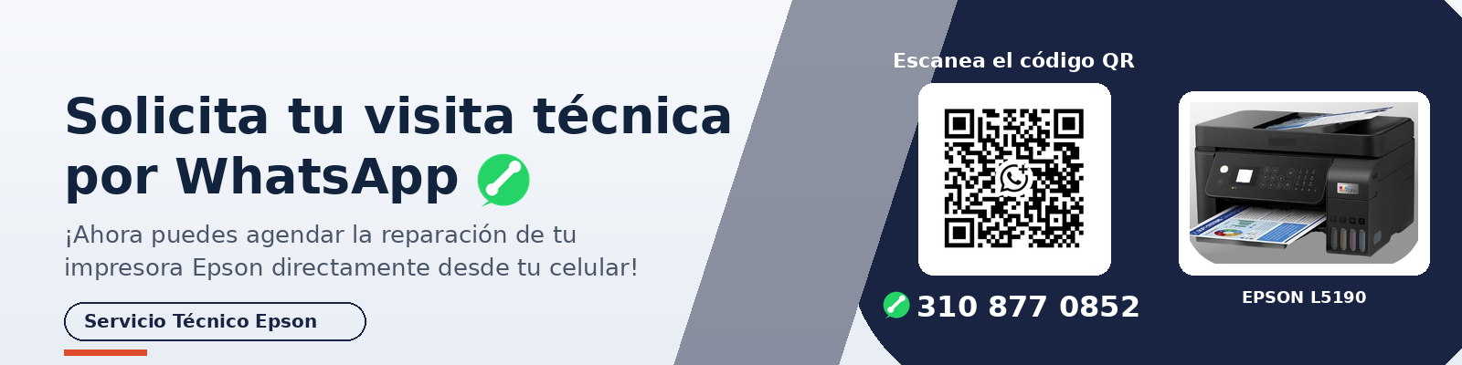Servicio técnico de impresoras Epson en Bogotá - Agenda tu visita por WhatsApp escaneando el código QR