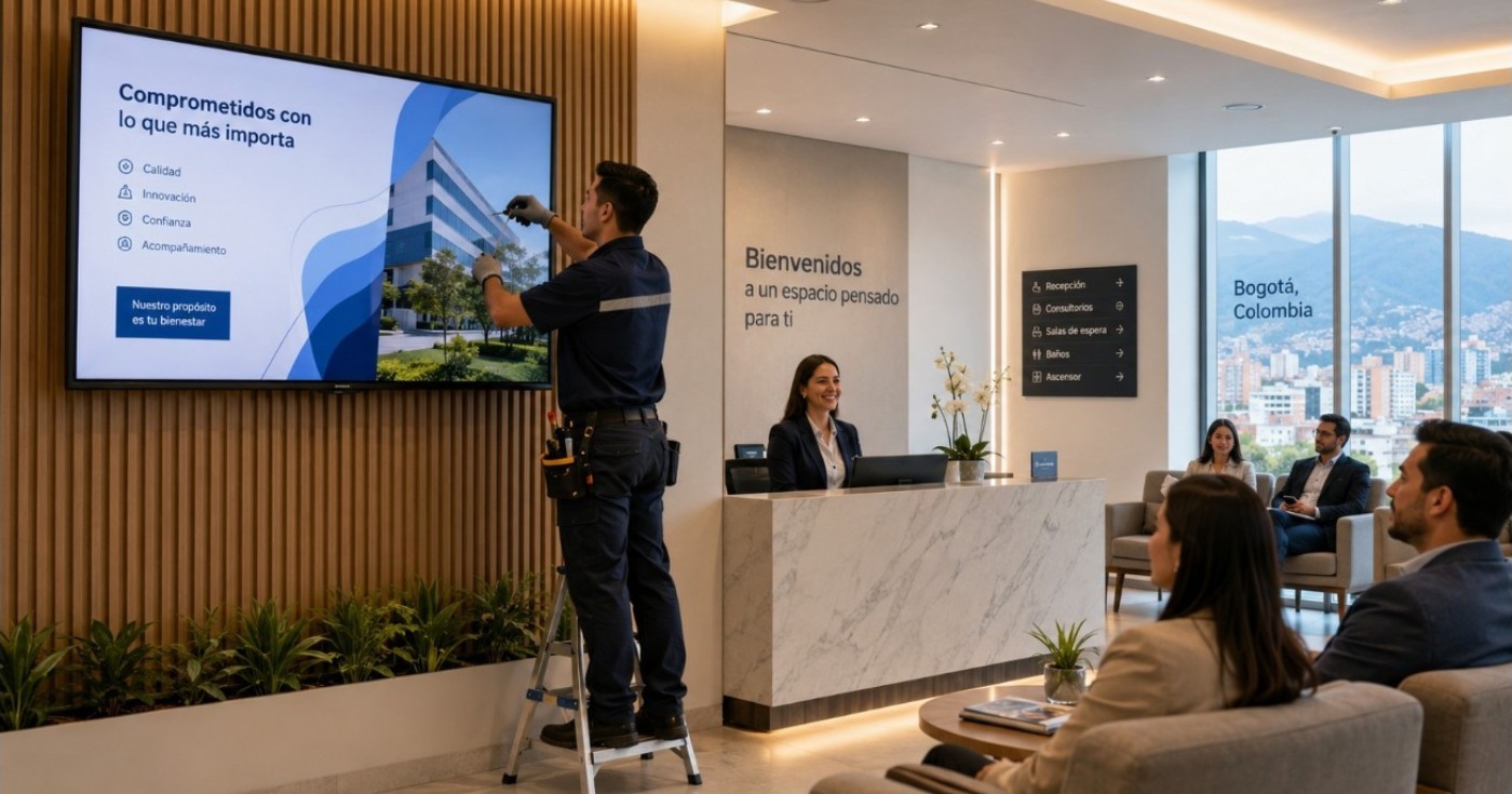 reparación de televisores instalados en recepciones y salas de espera